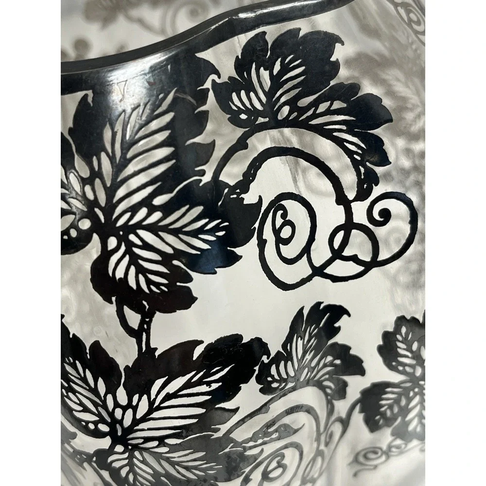 Sterling Overlay Vase Silver‎ City Grape Grapevine 1930s VTG Fostoria Sakier